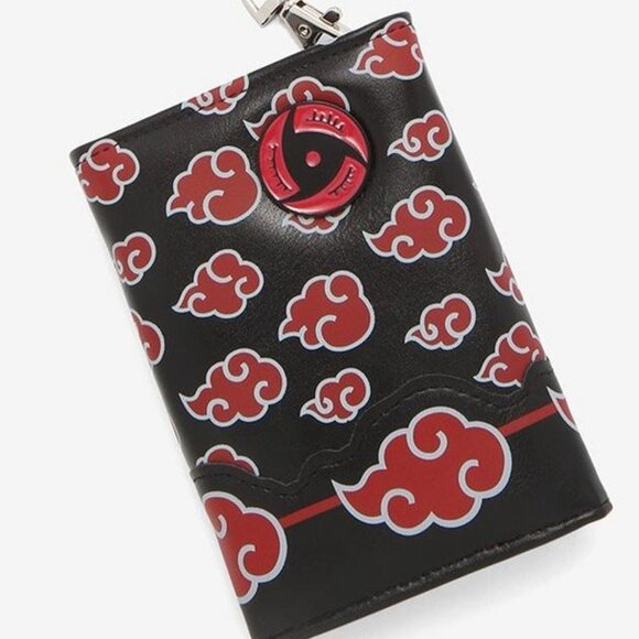 Hot Topic Naruto Shippuden Akatsuki Trifold Wallet & Chain Anime Merch Gift Idea - Picture 2 of 4
